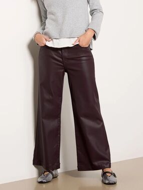 Kut from the Kloth Wide-Leg Faux Leather Pants in Deep Plum